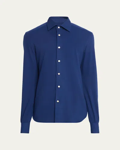 Kiton Men's Solid Cotton Classic-fit Sport Shirt In Multi