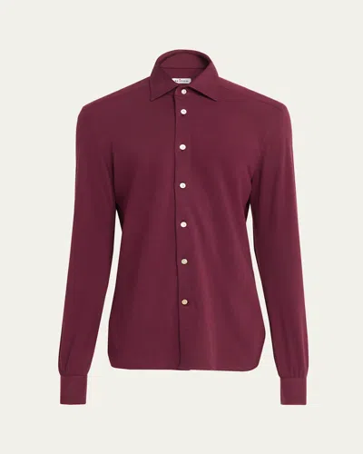 Kiton Men's Solid Cotton Classic-fit Sport Shirt In Multi