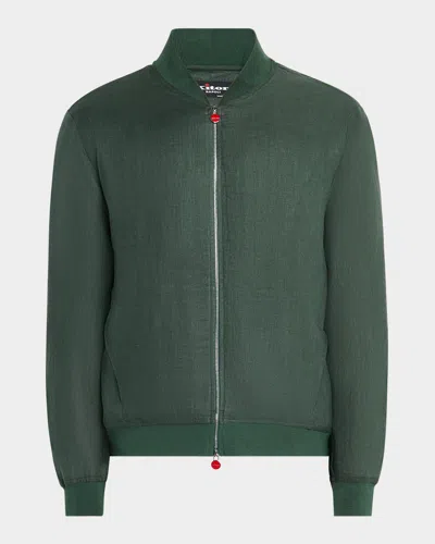Kiton Men's Solid Linen Blouson Jacket In Multi