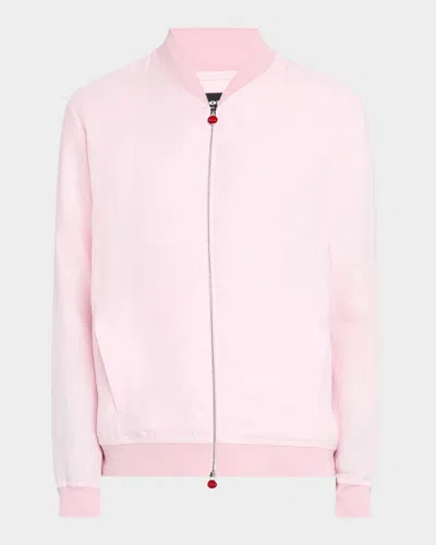 Kiton Men's Solid Linen Blouson Jacket In Pink