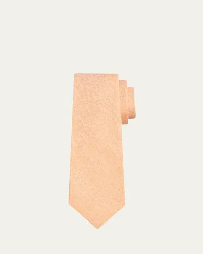 Kiton Men's Solid Silk 7-fold Tie In Orange
