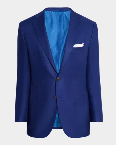 Kiton Men's Solid Wool-cashmere Blazer In Blu