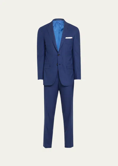 Kiton Men's Solid Wool Suit In Blu