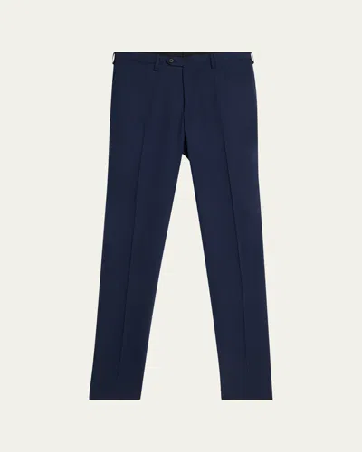 Kiton Men's Solid Wool Twill Trousers In Blue