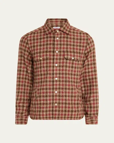 Kiton Men's Speckled Cashmere Overshirt In Brown