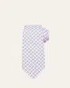 Kiton Men's Square Flowers Silk And Linen Tie In Pink