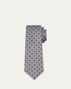Kiton Men's Square Medallion Silk 7-fold Tie In Blue