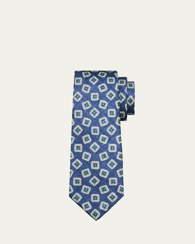 Kiton Men's Square Medallion Silk Tie In Metallic