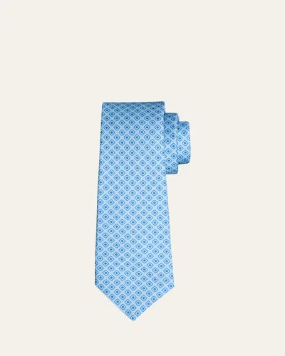 Kiton Men's Square Silk Sevenfold Tie In Blue