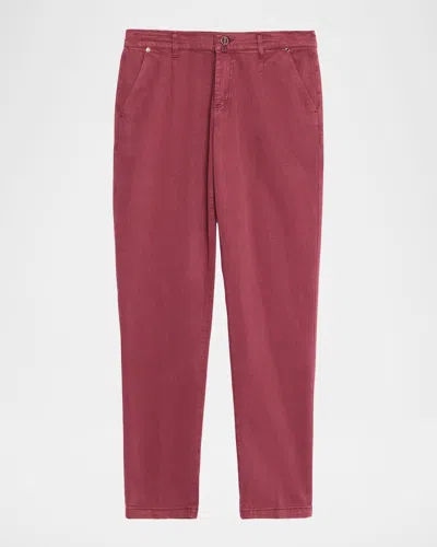 Kiton Men's Straight Fit Flat-front Pants In Red