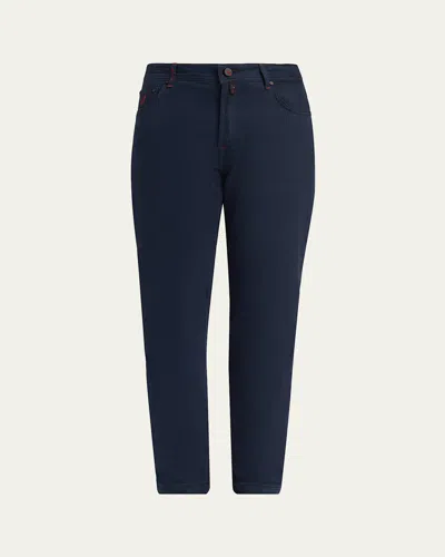 Kiton Men's Straight Leg Cotton-stretch Five-pocket Pants In Blue