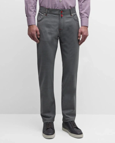 Kiton Men's Stretch 5-pocket Trousers In Grey