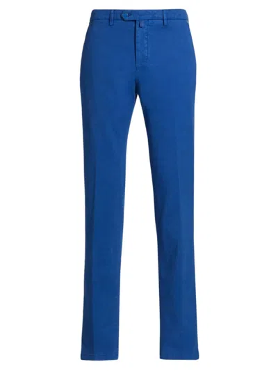 Kiton Men's Stretch Cotton-blend Flat-front Trousers In Cornflower Blue