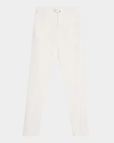 Kiton Men's Stretch Waistband Flat-front Trousers In Wht