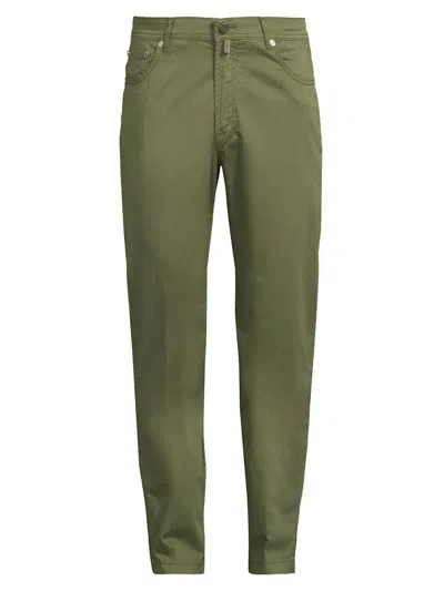Kiton Men's Stretch-cotton 5-pocket Pants In Green