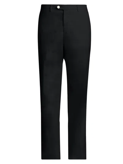 Kiton Men's Stretch-cotton Flat-front Trousers In Black