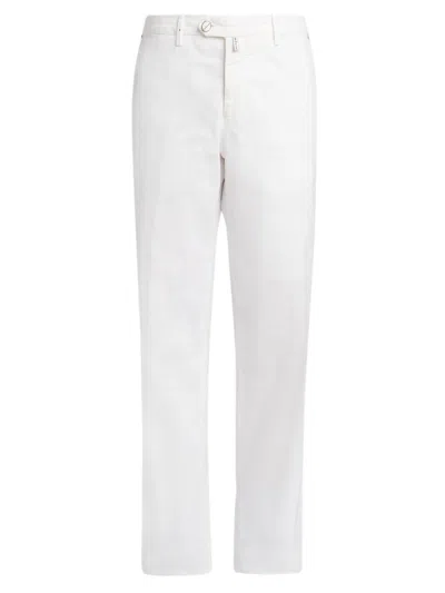 Kiton Men's Stretch-cotton Flat-front Trousers In White