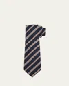 Kiton Men's Stripe Silk Sevenfold Tie In Black/brown