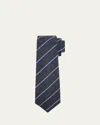 Kiton Men's Stripe Silk Sevenfold Tie In Blue/grey