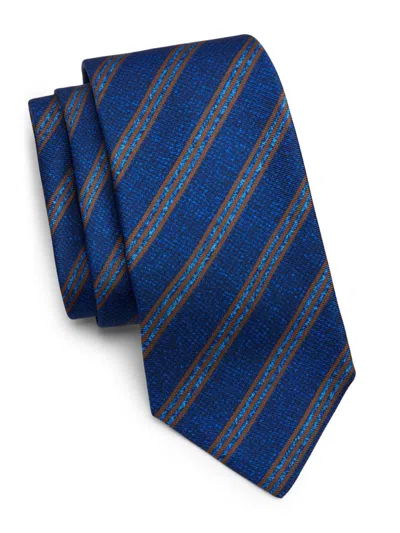 Kiton Men's Striped Silk Tie In Blue