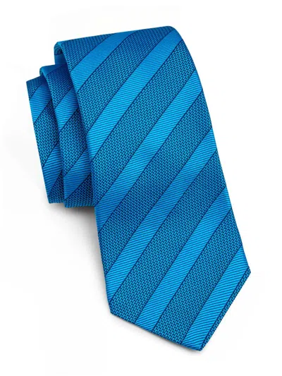 Kiton Men's Striped Silk Tie In Blue