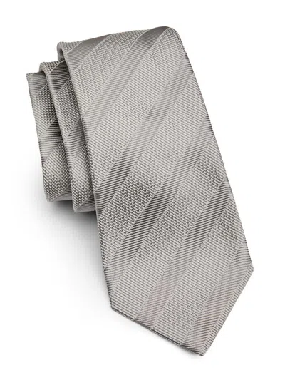 Kiton Men's Striped Silk Tie In Gray