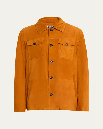 Kiton Men's Suede Jacket In Orange