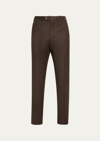 Kiton Men's Textured Brown Suit Trousers In Brwn