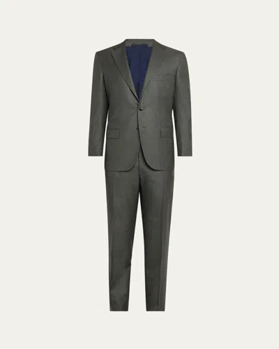 Kiton Men's Textured Cashmere-silk Suit In Grn