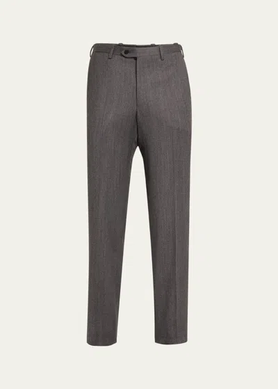 Kiton Men's Textured Grey Suit Trousers In Gry