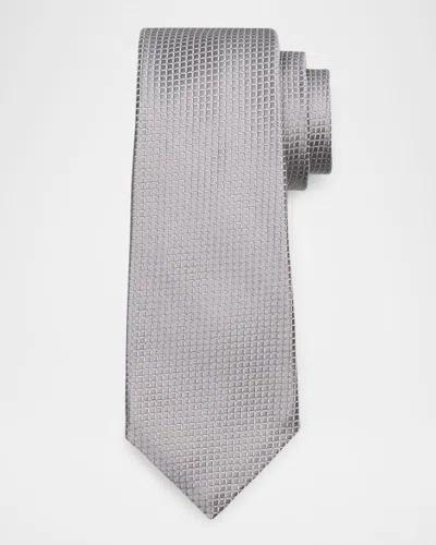 Kiton Men's Textured Neat Silk Tie In Gray