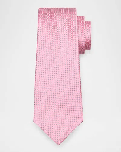 Kiton Men's Textured Neat Silk Tie In Pink