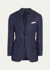 Kiton Men's Textured Solid Sport Coat In Dk Blu