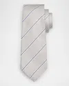 Kiton Men's Textured Stripe Silk Tie In Gry Mult