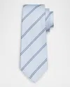 Kiton Men's Textured Stripe Silk Tie In Lt Blu