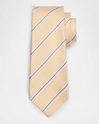 Kiton Men's Textured Stripe Silk Tie In Neutral
