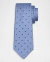 Kiton Men's Tonal Dot Silk Tie In Lt Blu