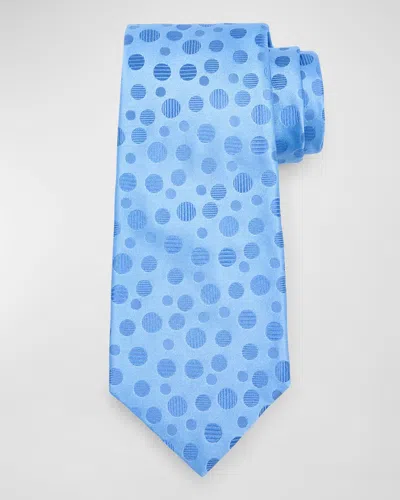 Kiton Men's Tonal Dots Silk Tie In Blue