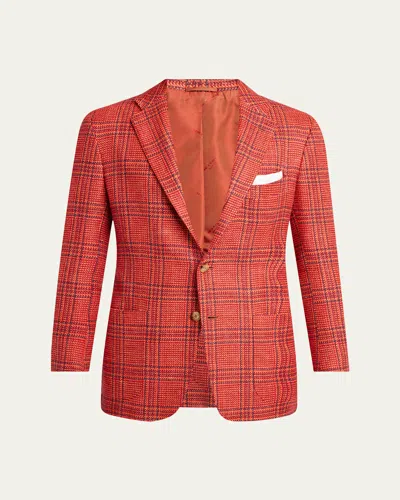 Kiton Men's Tonal Plaid Two-button Sport Coat In Red