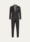 Kiton Men's Tonal Plaid Wool Suit In Dk Gry