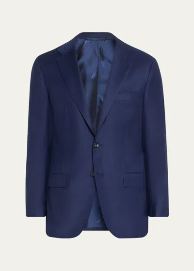 Kiton Men's Tonal Plaid Wool Suit In Navy