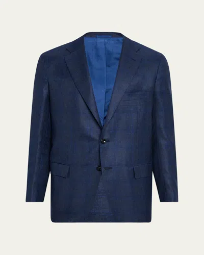 Kiton Men's Tonal Windowpane Sport Coat In Navy