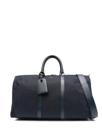 Kiton Men Travel Bag With Logo Tag In Blue