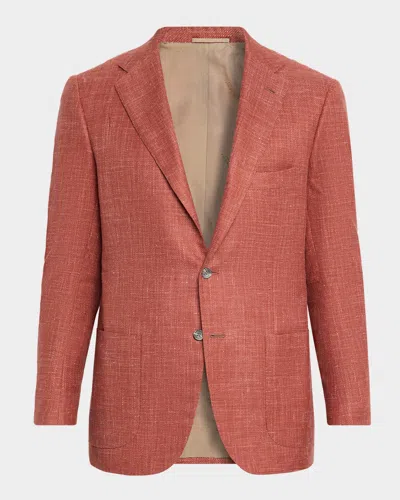 Kiton Men's Tweed Single-breasted Sport Coat In Red