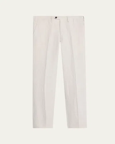 Kiton Men's Twill Flat-front Pants In Lt Gry