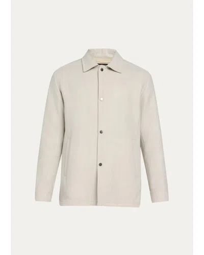Kiton Men's Virgin Wool Snap-front Shirt Jacket In Neutral