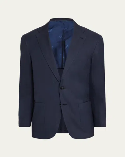 Kiton Men's Washed Cashmere Single-breasted Jacket In Blue