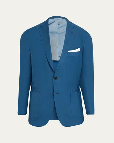 Kiton Men's Washed Cashmere Single-breasted Sport Coat In Blue