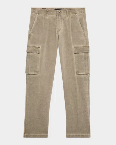 Kiton Men's Washed Flat-front Cargo Pants In Olive