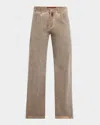 Kiton Men's Washed Wool Flat-front Pants In Brwn